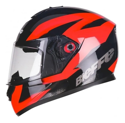 Capacete Moto Fechado Bieffe B12 Flat Preto Vermelho Brilho