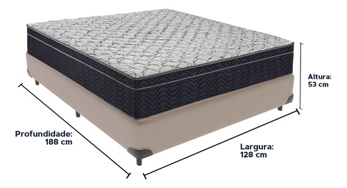 Cama Box Bege E Colchão Airtech 150 Espuma D45 Viúvo Ortobom