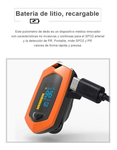 Imagen 9 de 10 de Saturometro Oximetro Recargable Colores Usb Con Estuche Stgo