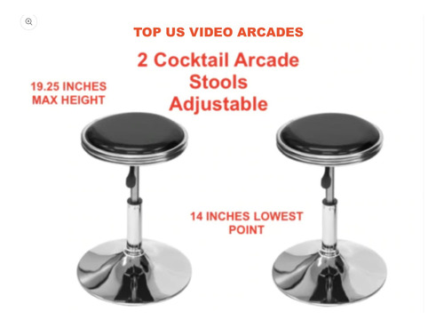 Top Us Arcades Juego De 2 Taburetes Giratorios De Bar Altura