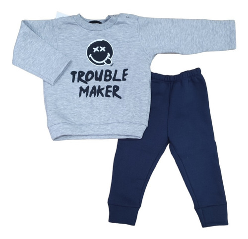 Conjunto Bebe Frisado Buzo Y Pantalon Con Puño Invierno