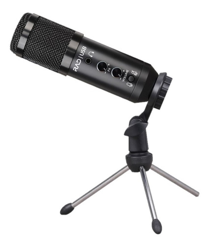 Microfone Usb Rad Condensador Profissiona Homestudio Podcast Cor Preto/Prata