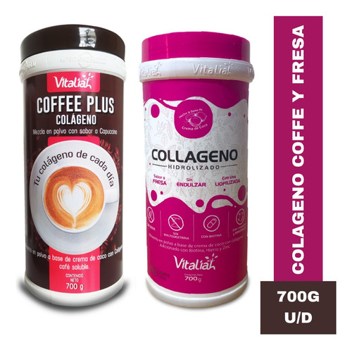 Pack Colageno Coffee Y Fresa Vitaliah - - g a $113