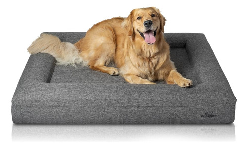 Bignapper Cama De Lujo Para Perros Grandes, Lino Gris Textur