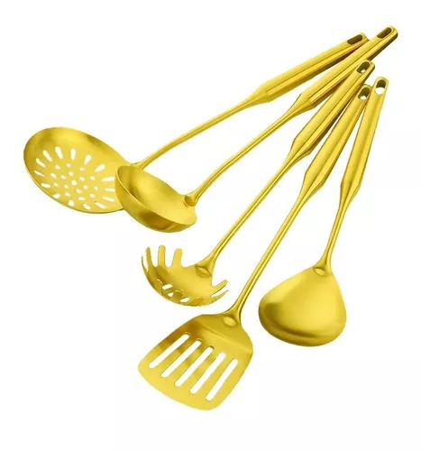 Set X5 Utensilios Cocina Acero Inoxidable Plástico Pp Full