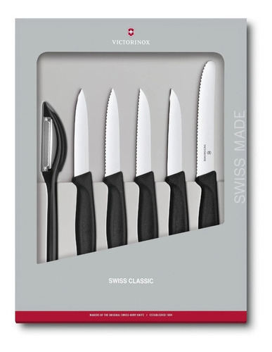 Set 6 Cuchillos Mondadores Swiss Victorinox / Marisio Color Negro/Gris