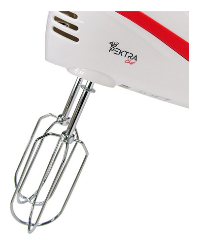 Imagen 5 de 10 de Batidora De Mano Pektra Blanca Y Rojo 220v 300w + Accesorios
