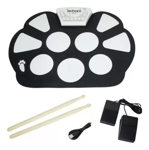 Bateria Eletrônica Musical Drum Dobrável Silicone 2 Pedais