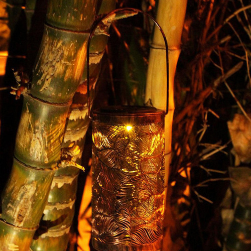 Luces Solares Colgantes Linterna Sombra Hueca Hojas