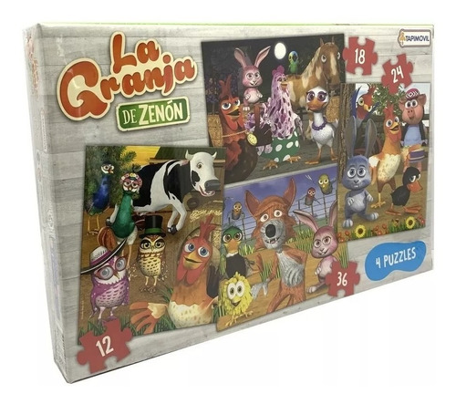 4 Rompecabezas Puzzles 36/24/18 Y 12 Piezas La Granja 00614