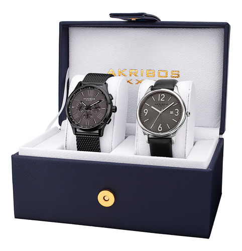 Set De 2 Relojes Para Hombre Akribos Xxiv De Cuarzo