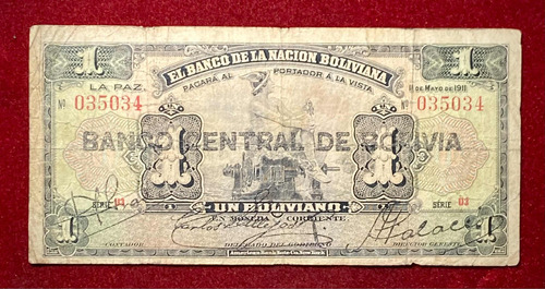 Billete 1 Boliviano 1929 Bolivia Pick 112 A.4 American Bank