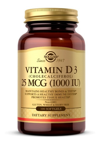 Vitamina D3 1 000 Ui 100 Softgels Sabor Natural