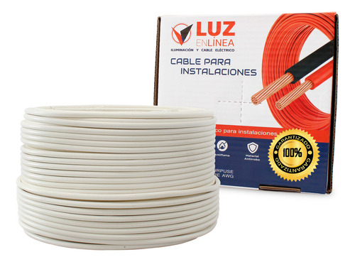 Cable Calibre 10 Para Instalaciones Eléctricas Contactos Apagadores Rollo Con 100m, Pvc Blanco