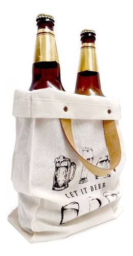 Bolsa Lienzo Y Cuero Para Botellas De Cerveza Factura A O B