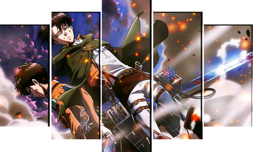 Cuadro 5 Piezas Eren Yeager Levi Ackerman Shingeki No Kyojin