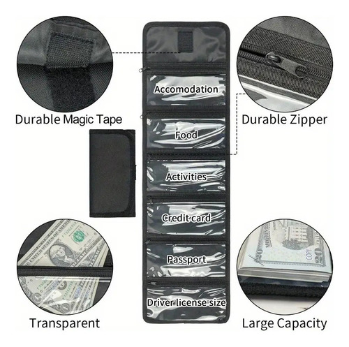 Organizador De Efectivo Con 6 Bolsillos Impermeables Con