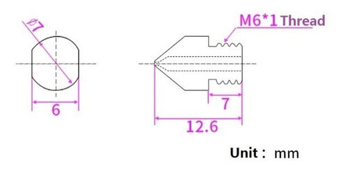 Imagen 2 de 3 de Nozzle Pico Hotend E3d 1.75mm Acero Endurecido | Icu