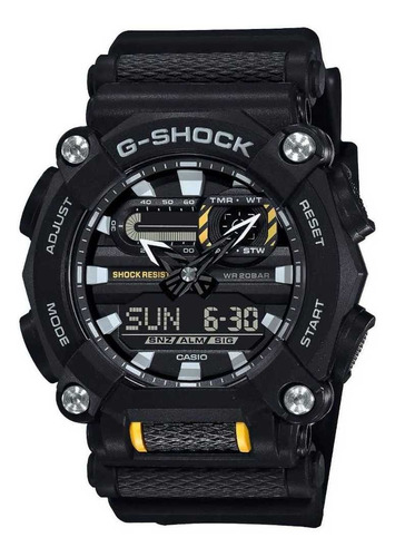 Reloj de pulsera Casio G-Shock GA-900-1ACR de cuerpo color negro, analógico-digital, para hombre, fondo negro, con correa de resina color negro, bisel color negro