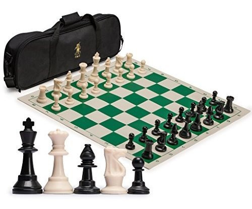 Staunton Pzas Ajedrez Torneo + Chessmen Ponderada Bolsa Y Ro