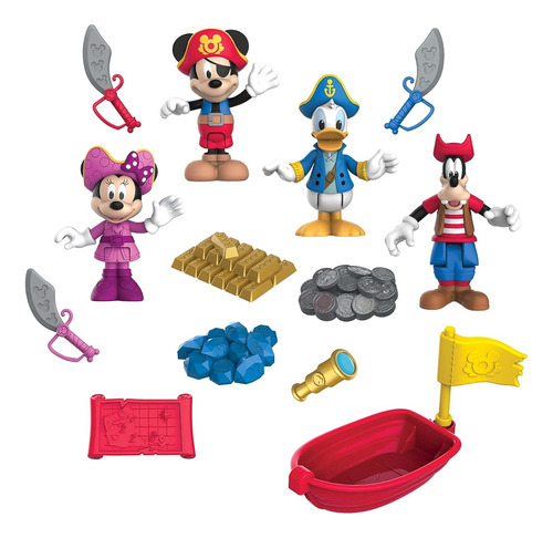 La Aventura Pirata De Mickey Mouse Con 4 Figuras (14 Piezas)