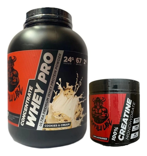 Whey Pro Buffalo Labz 5 Lb + Creatine 100% Monohydrate 300gr