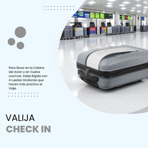 Valija Chica Cabina Check In Platateada Low Cost Liviana Abs