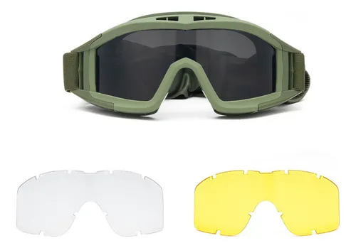 Gafas Tácticas Goggle Militares Careta Gafas Con 3 Lentes
