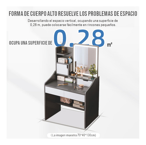 Tocador Blanco Minimalista Con Espejo Y Luces Vanity