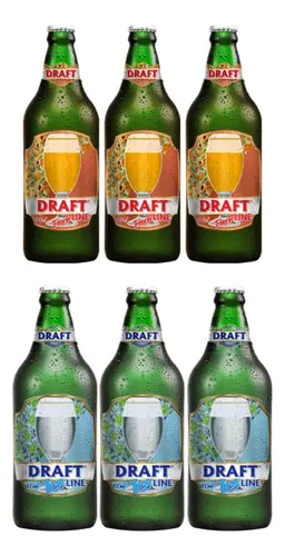 Kit 6 Cervejas Draft 3 Peach Line E 3 Ice Line 600ml