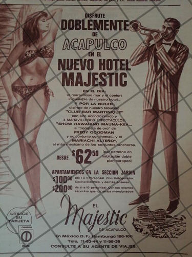 Cartel Retro. Hotel Majestic Acapulco Etc. 1966 /925