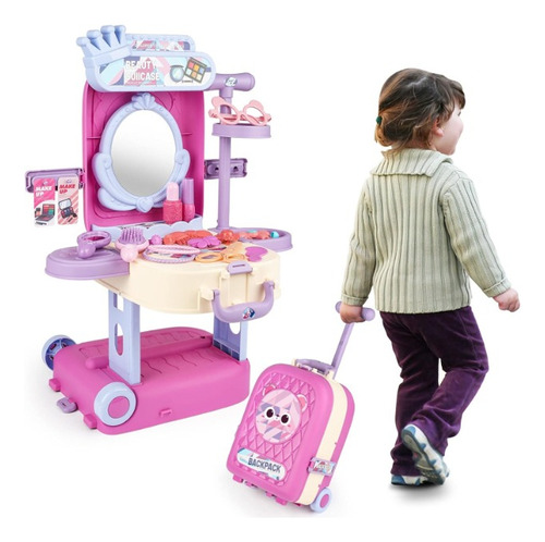 Juego De Mesa Maquillaje 2 En 1 Para Niños Y Niñas Y Maleta