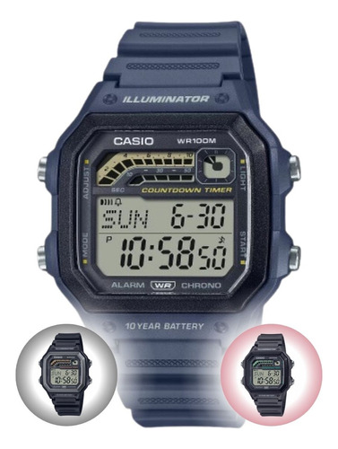 Reloj Casio Standard Ws-1600h-2avdf, Color De La Correa: Azul, Color Del Bisel: Negro