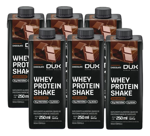 6x Whey Protein Shake Dux Chocolate 250ml