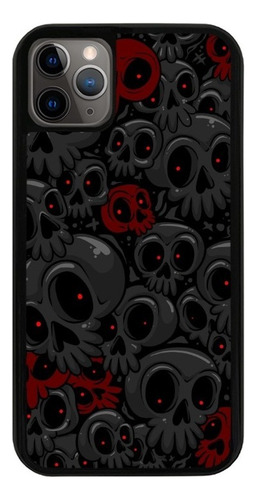 Funda Uso Rudo Tpu Para iPhone Calavera Craneos Tapiz Gris R