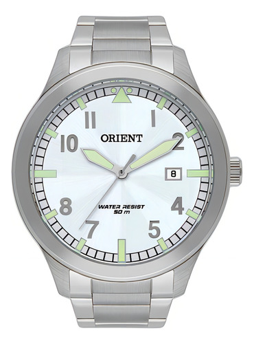 Relogio Orient Masculino Grande Prata Branco Mbss1361 B2sx