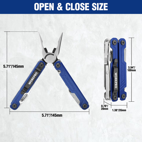 Alicates Multiherramientas Workpro 18 En 1 Con Funda Azul