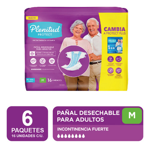 Pañales Para Adultos Plenitud Pañal Protect M X16u Pack X6