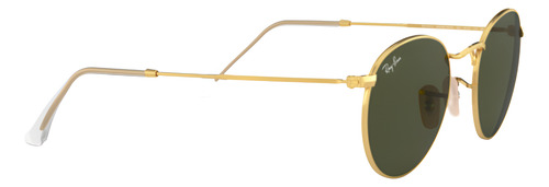 Lentes De Sol Ray Ban Rb3447 Round Metal Green Small 001 Green Polished Gold Polished Gold