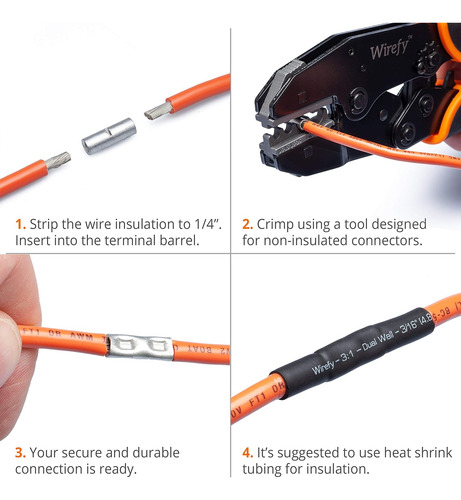 Kit De Conectores A Tope Wirefy No Aislados De 200 Piezas -