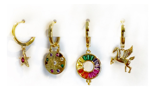 Aretes Colgante Arracada Arcoíris Pride Unicornio