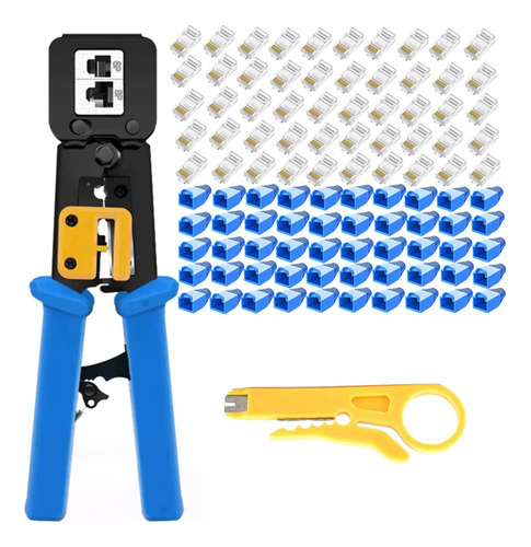 Crimpeadora Rj45 +50 Conectores Cat6 22cm Par Trenzado