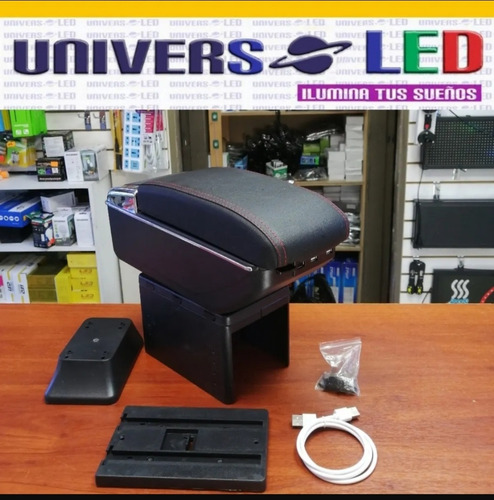 Imagen 4 de 4 de Consola Apoya Brazos Universal Para Carro Con 7 Usb