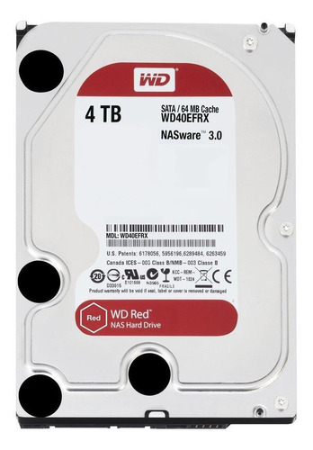 Imagen 2 de 3 de Disco duro interno Western Digital WD Red WD40EFRX 4TB rojo