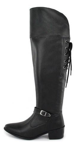 Bota Montaria Feminina Over Cano Longo Zíper Lateral