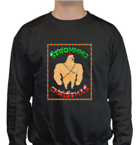 Sudadera H Meme Strong - Cheems Navideño - Divertida