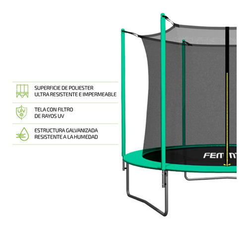 Imagen 2 de 10 de Cama Elastica Femmto 2.44 Metros Con Red Protectora 120 Kg