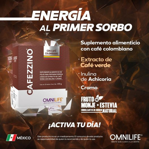Cafezzino Omnilife, Con Café Colombiano, Caja Con 30 Sobres