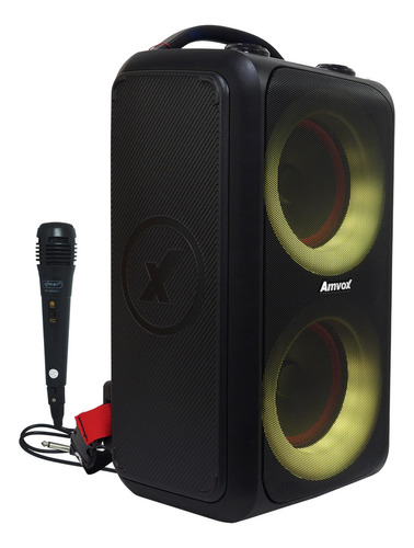 Caixa Som Bluetooth 600w Amplificada Preta + 1 Microfone