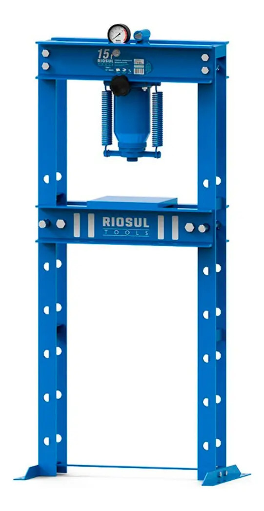 Prensa Hidráulica Desmontável 15T Manômetro Riosul Modelo R070025 Azul